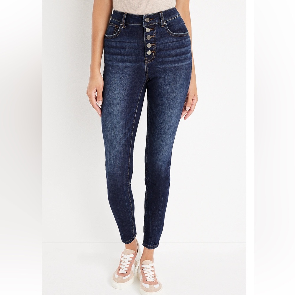 Women's Dark Blue High-Waisted Jeans